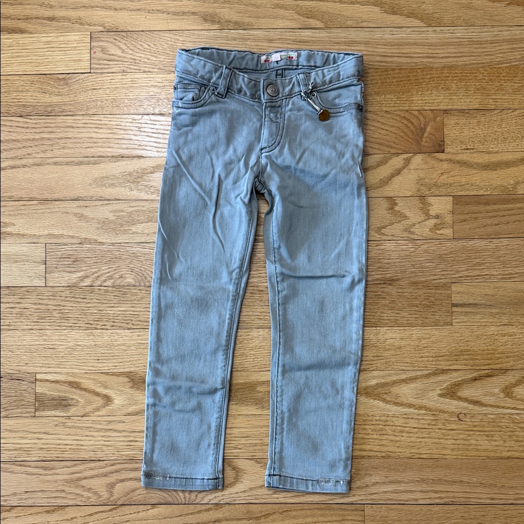 Bonpoint Metalic Light Blue/Grey Skinny Jeans - Girls Size 4